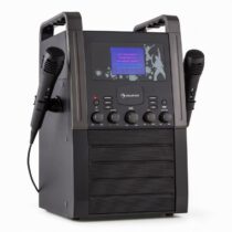 KA8P-V2 BK, čierna, karaoke systém s CD prehrávačom, AUX, 2 mikrofóny